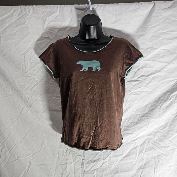 y2k lazy one brown with blue bear baby  tee - Picture 2 of 4